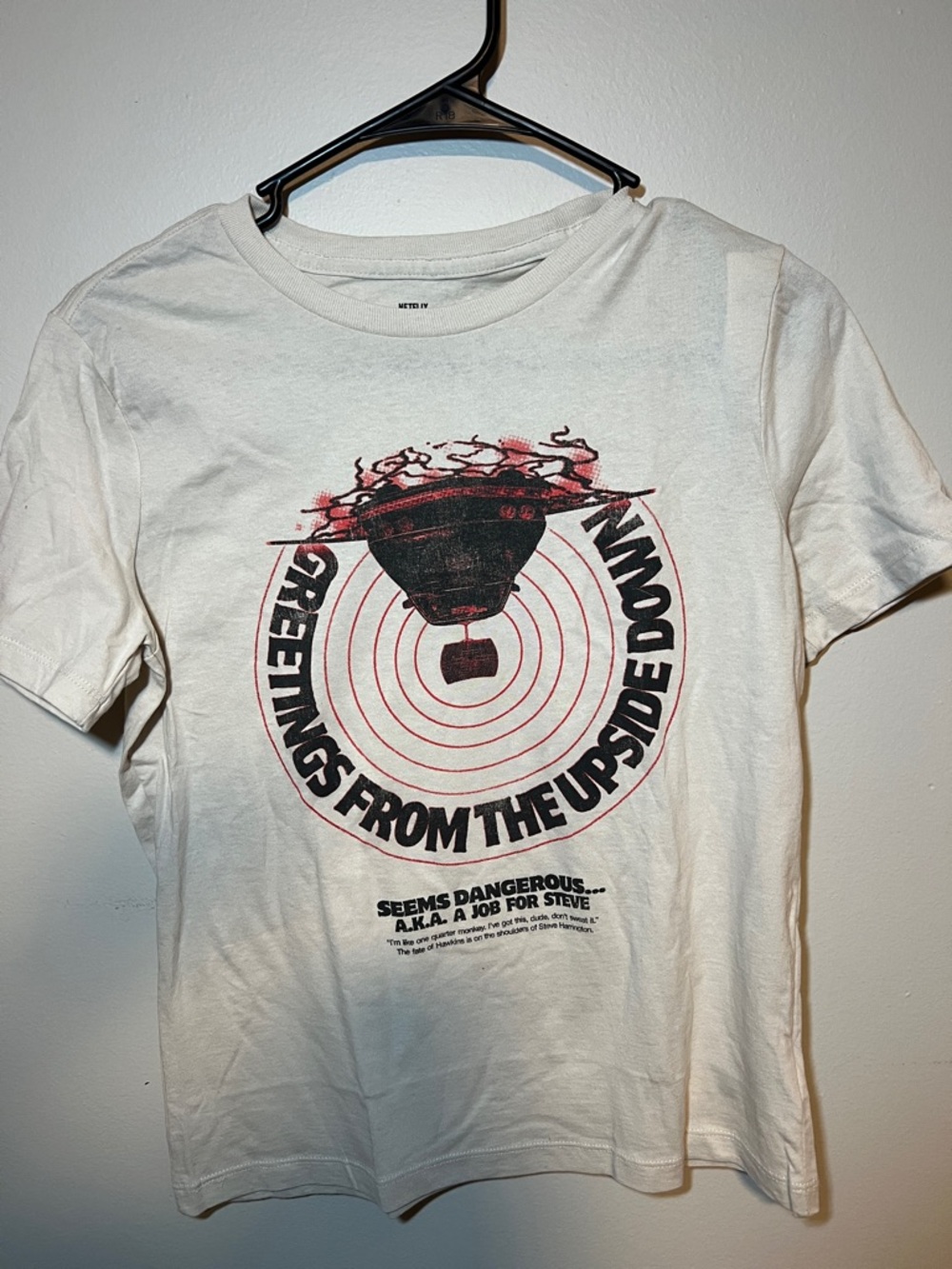 Stranger Things Old Navy Short Sleeve Tee with Red & Black Upside-Down Graphic
